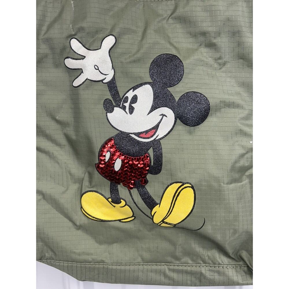 Disney Mickey Mouse Green Shoulder Tote Bag Red Sequins Vinyl‎ Nylon - Picture 2 of 4